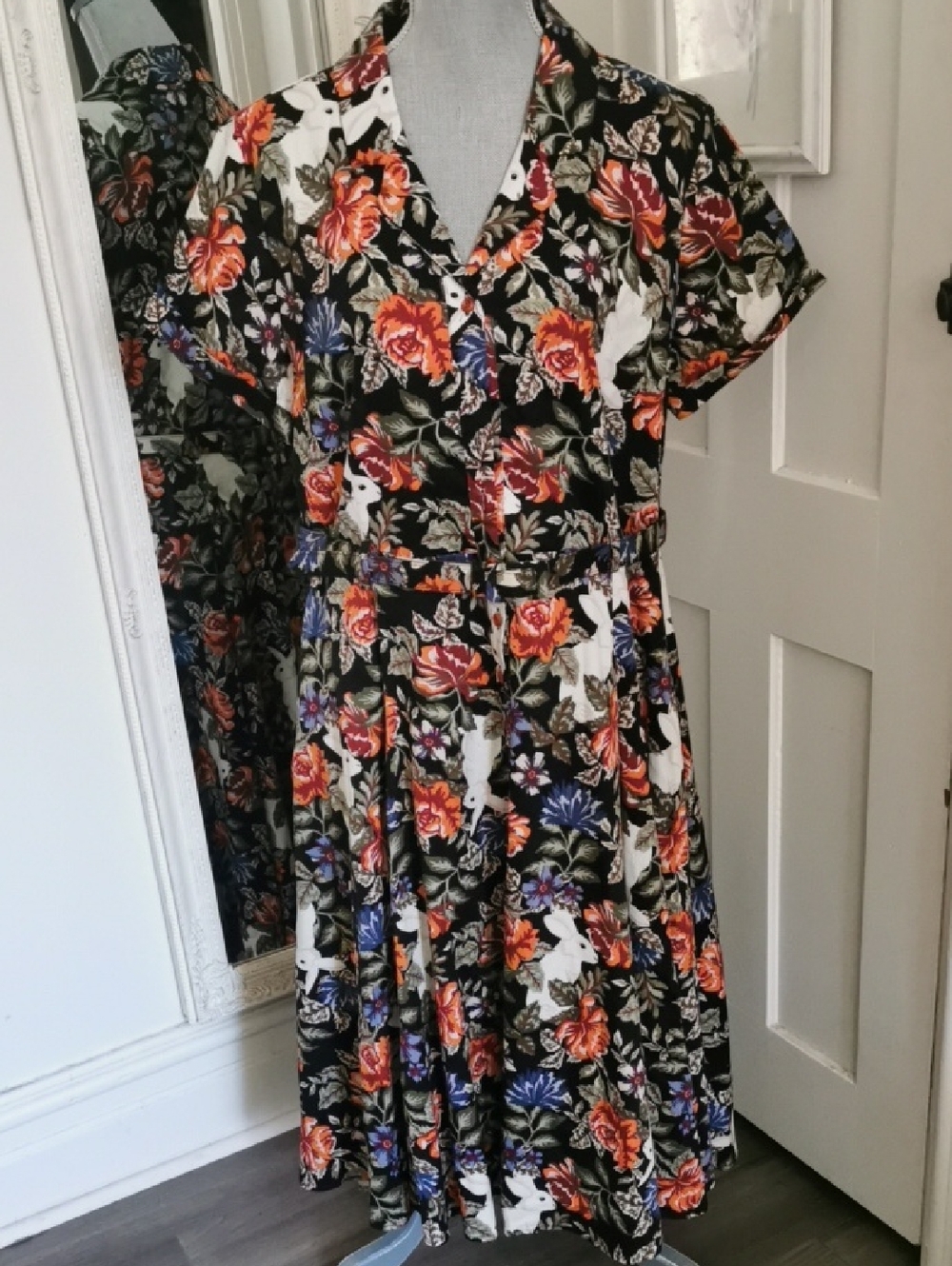 Collectif Vintage Retro 50s Swing Rockabilly Cottage Garden Bunny Teadress. 2XL